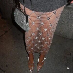 NWT ZARA SEQUINNED RHINESTONE TULLE SKIRT